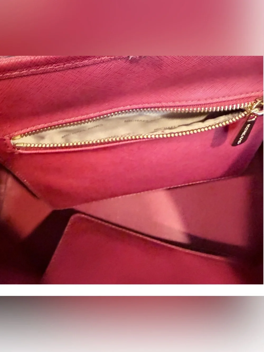 Michael Kors Jet Set Travel Saffiano leather cherry red tote with gold hardware